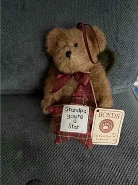 Boyds Plush Brown 'Grandpa You're a Star' Hanging Teddy Ornament